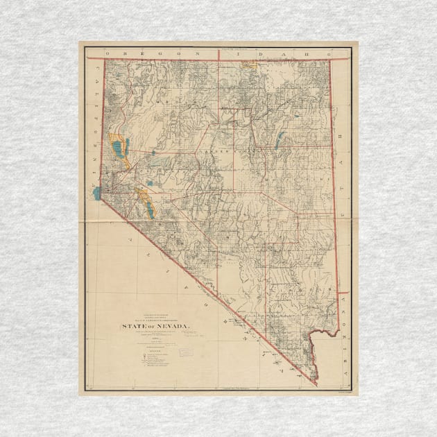 Vintage Map of Nevada (1894) by Bravuramedia